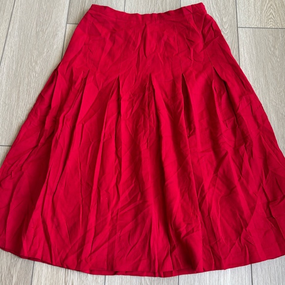 Vintage Lowell & Whitney Red Pleated Wool Skirt - Picture 1 of 9